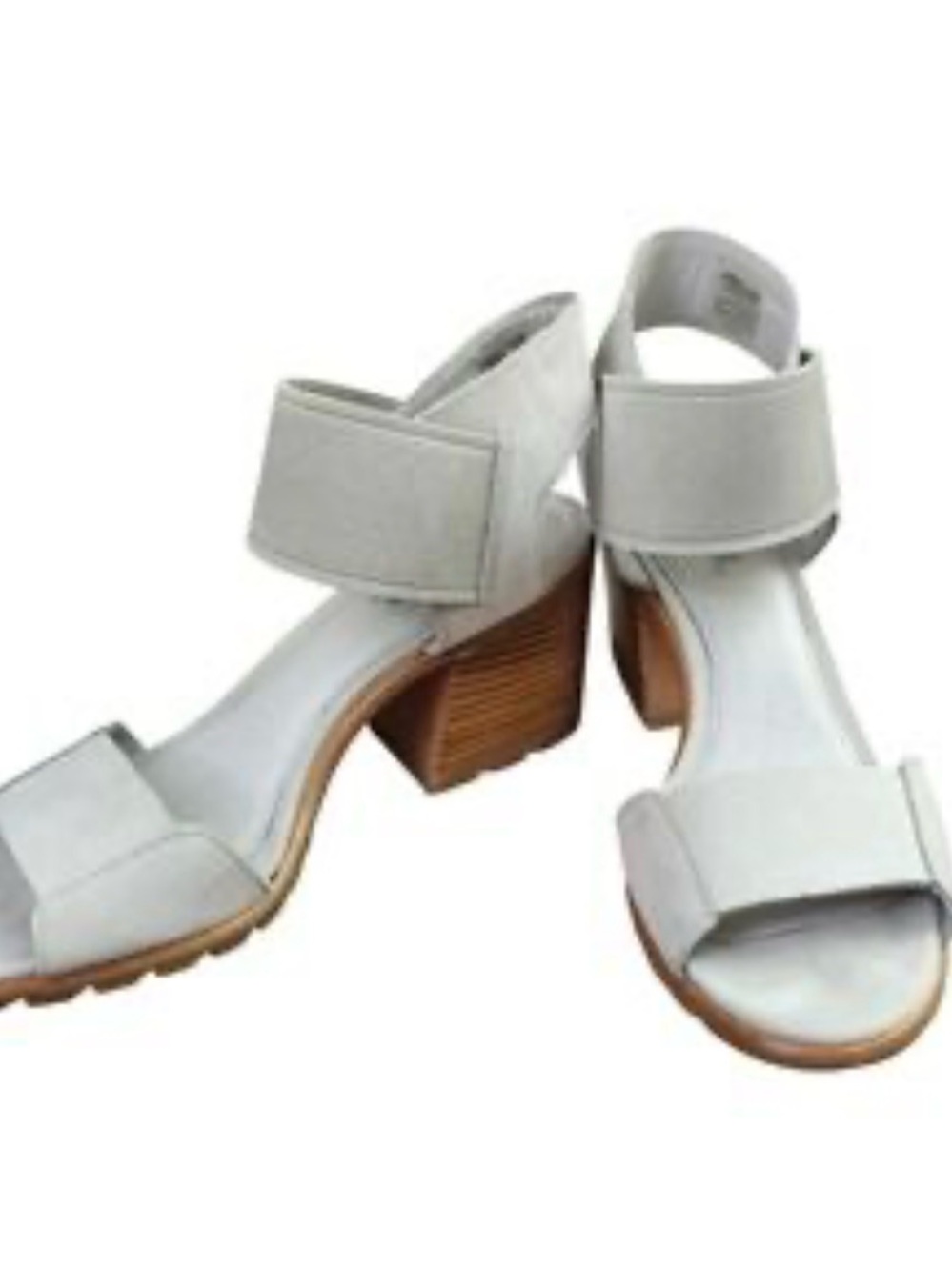 Sorrel Nadia Gray Block Heel Sandals with Ankle Strap